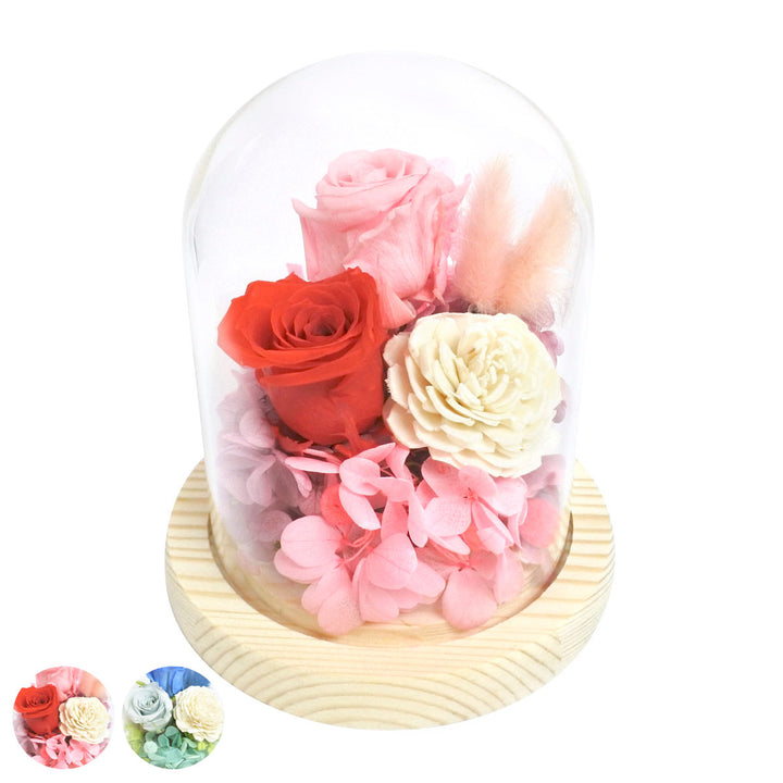 プリザーブドフラワーガラスドームアレンジソレイユガラスドーム