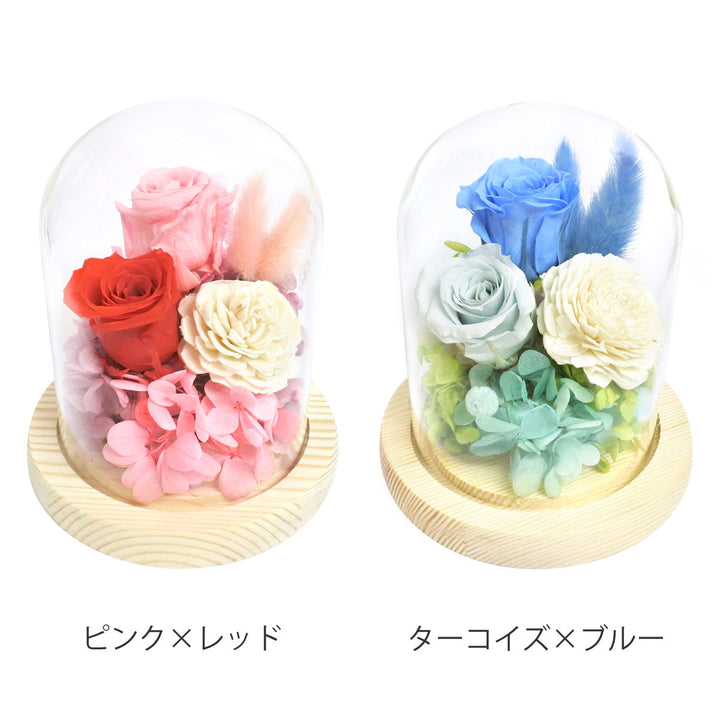 プリザーブドフラワーガラスドームアレンジソレイユガラスドーム