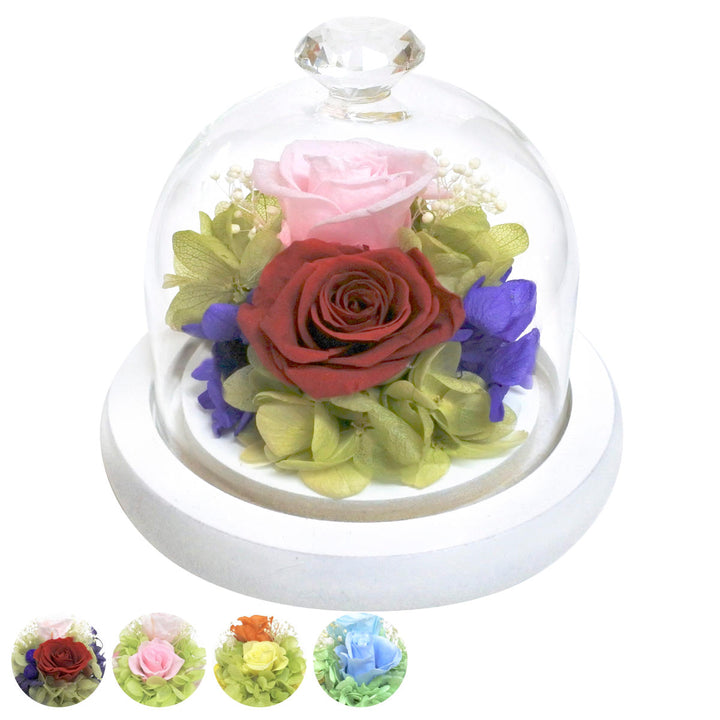 プリザーブドフラワーガラスドームアレンジモチーフガラスドーム