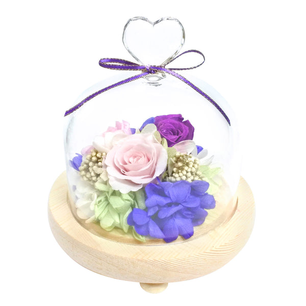 プリザーブドフラワーガラスドームアレンジハートガラスドーム