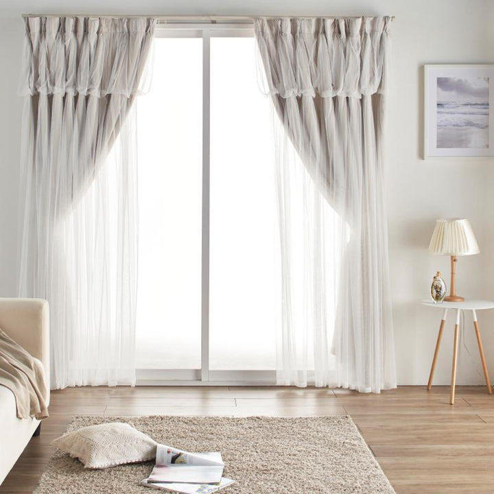 カーテン遮光2級2枚組幅100cm×丈110cmレイヤードカーテンくすみカラー姫系