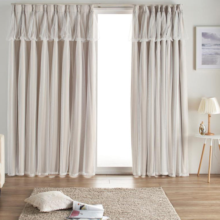 カーテン遮光2級2枚組幅100cm×丈110cmレイヤードカーテンくすみカラー姫系