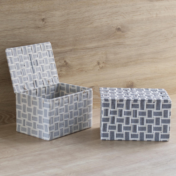 収納ボックスふた付きバスケット布幅23×奥行16×高さ14.5cm