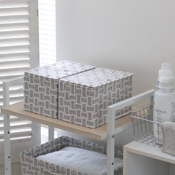 収納ボックスふた付きバスケット布幅23×奥行16×高さ14.5cm