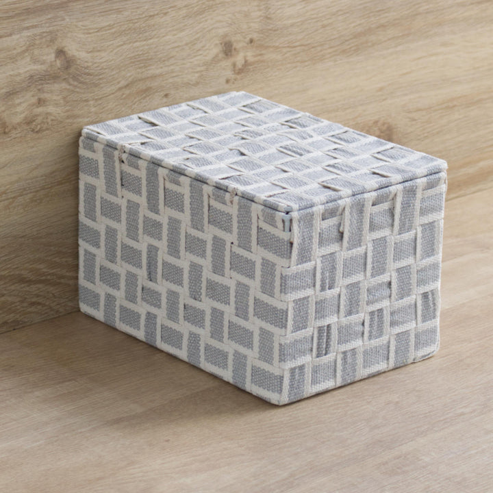 収納ボックスふた付きバスケット布幅23×奥行16×高さ14.5cm