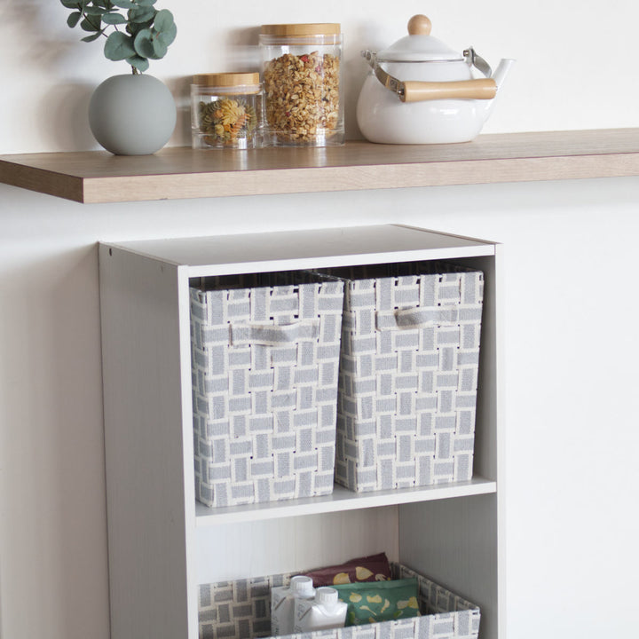 収納ボックス取っ手付きバスケット縦ハーフ布幅18×奥行26×高さ25.5cm