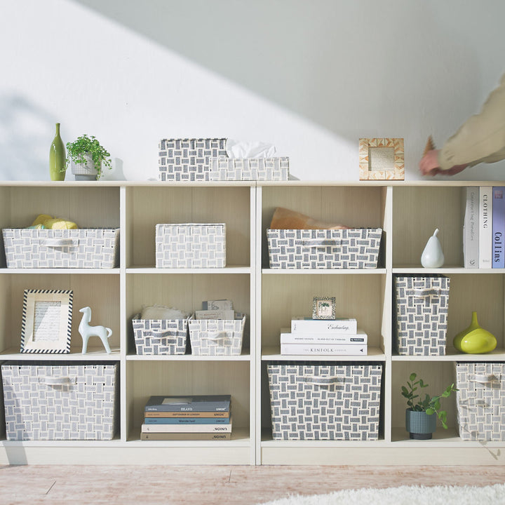 収納ボックス取っ手付きバスケット縦ハーフ布幅18×奥行26×高さ25.5cm