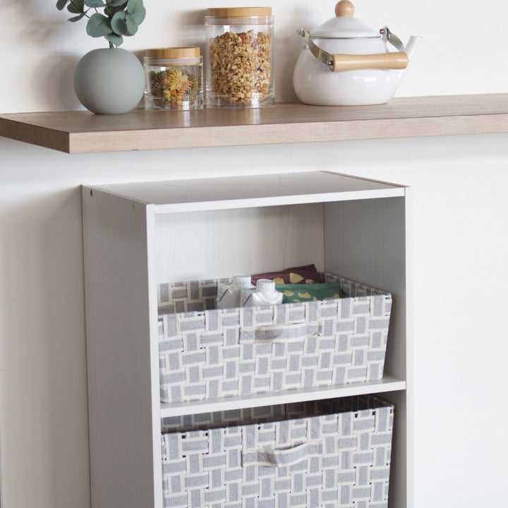 収納ボックス取っ手付きバスケット横ハーフ布幅38×奥行26×高さ13cm