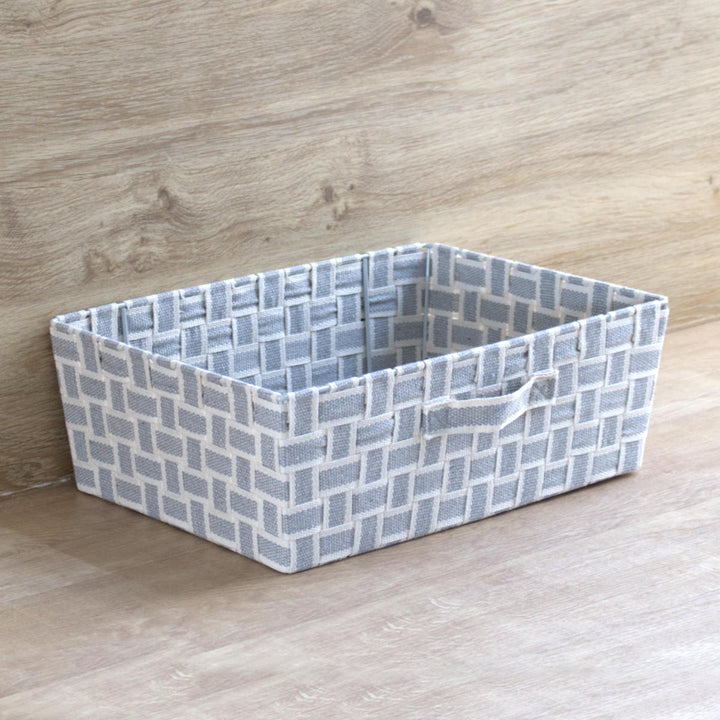 収納ボックス取っ手付きバスケット横ハーフ布幅38×奥行26×高さ13cm