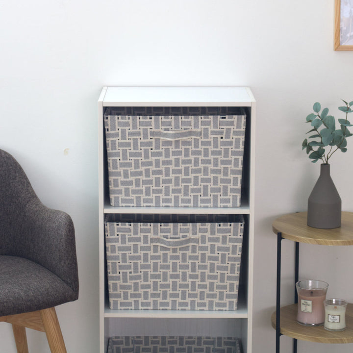 収納ボックス取っ手付きバスケットフルサイズ布幅38×奥行26×高さ25cm