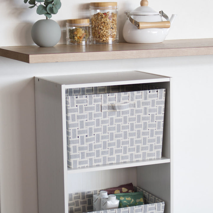 収納ボックス取っ手付きバスケットフルサイズ布幅38×奥行26×高さ25cm