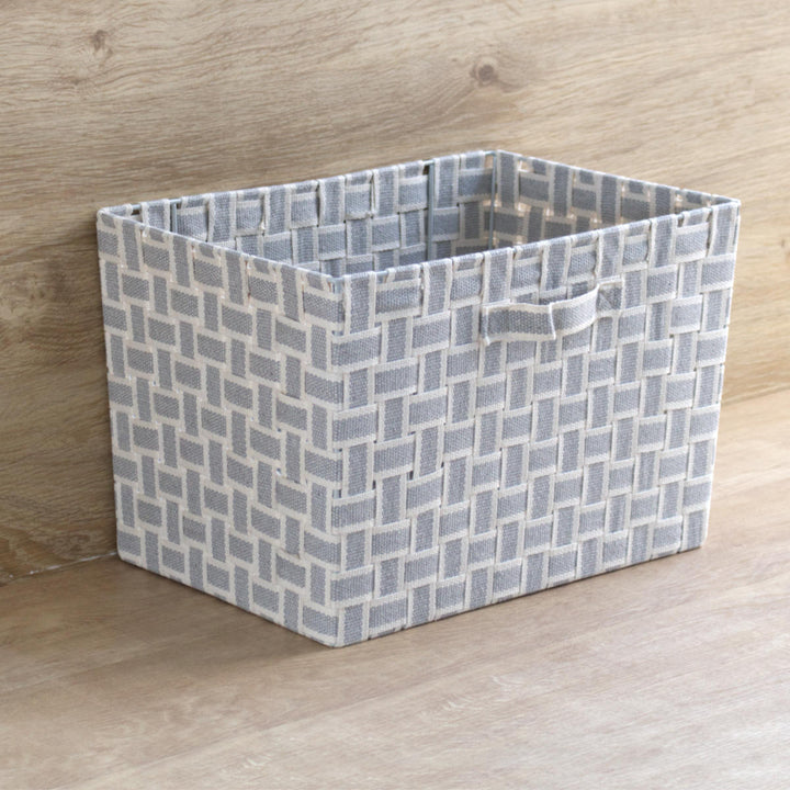 収納ボックス取っ手付きバスケットフルサイズ布幅38×奥行26×高さ25cm