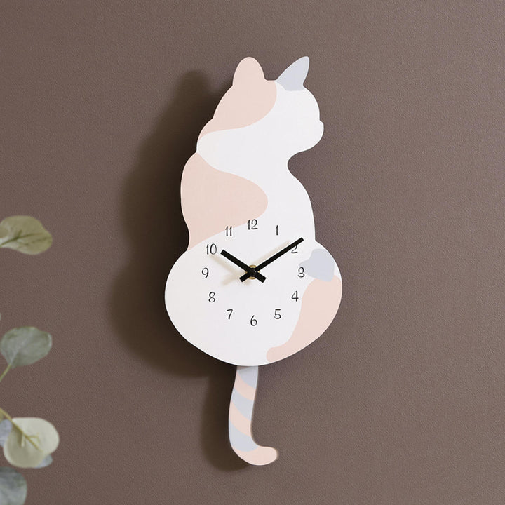 振り子時計三毛猫静音掛け時計秒針なし
