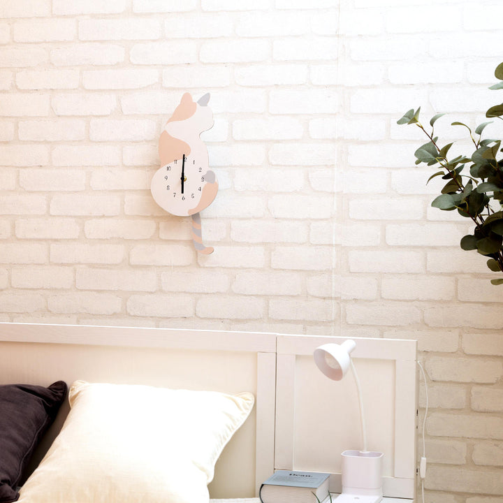 振り子時計三毛猫静音掛け時計秒針なし