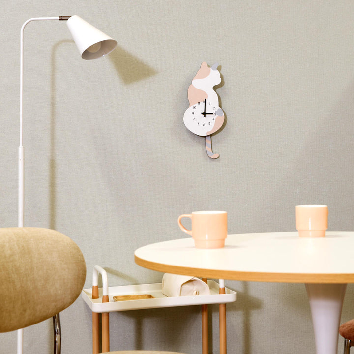 振り子時計三毛猫静音掛け時計秒針なし