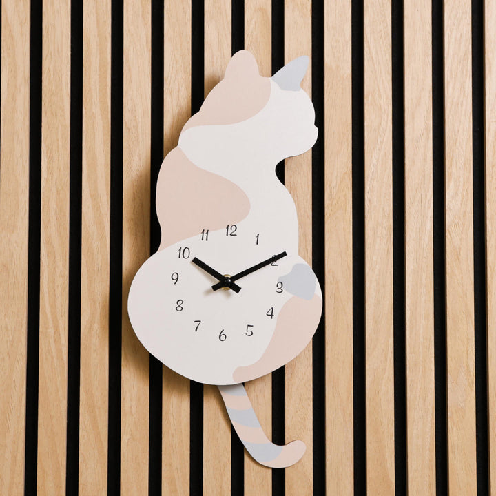 振り子時計三毛猫静音掛け時計秒針なし
