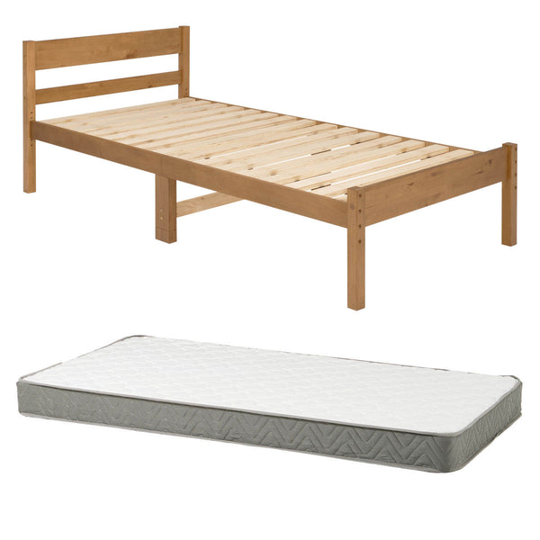 すのこベッドシングルボンネルマットレス付床下収納天然木