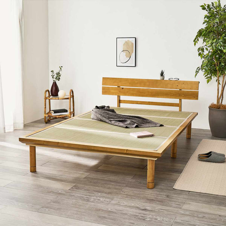 畳ベッドセミダブル天然い草宮棚2口コンセント付耐荷重300kg