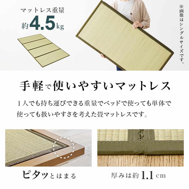 畳ベッドセミダブル天然い草宮棚2口コンセント付耐荷重300kg