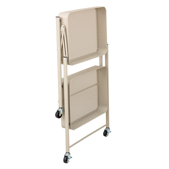 キッチンワゴン折り畳める2段ワゴンAmely天板キャスター付き