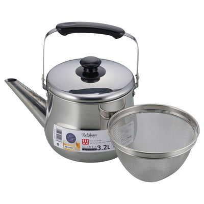 やかん 3.2L IH対応 茶漉し付き リラカン 広口 ステンレスケトル