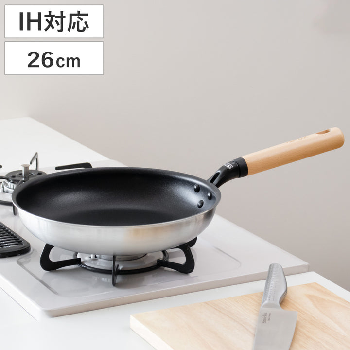 フライパン26cmIH対応ファストクック＋2層鋼ダイヤモンドコート木柄