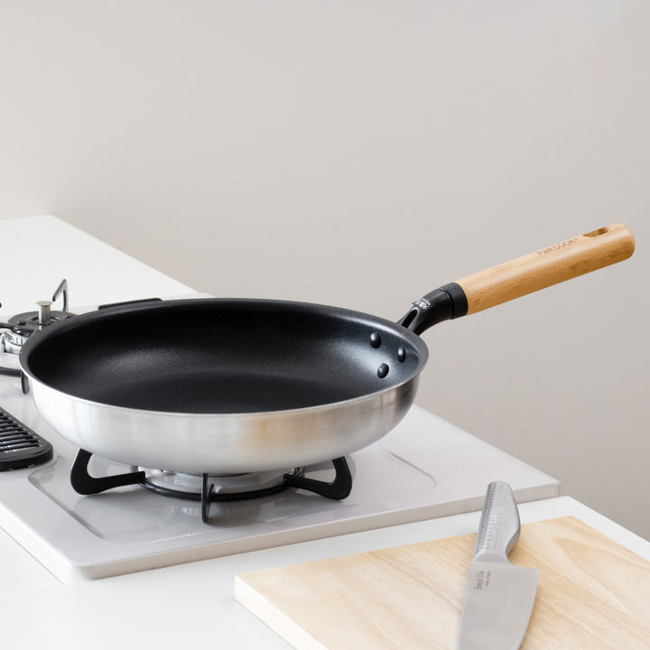 フライパン28cmIH対応ファストクック＋2層鋼ダイヤモンドコート木柄