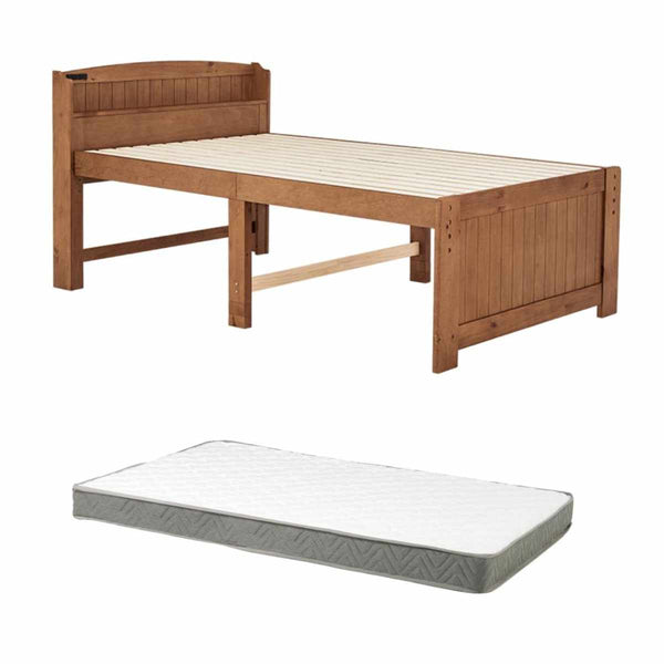 すのこベッドセミダブルボンネルマット付宮棚2口コンセント付