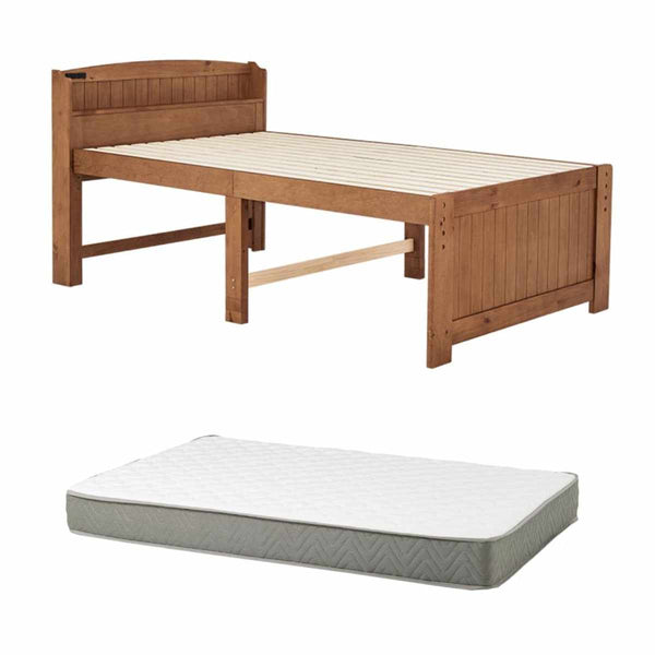 すのこベッドセミダブルポケットマット付宮棚2口コンセント付