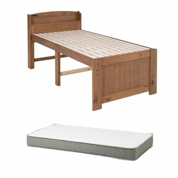 すのこベッドシングルポケットマット付宮棚2口コンセント付