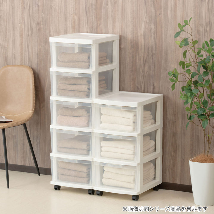 チェスト幅34cmエミングFT3段深型ストッカーキャスター付き