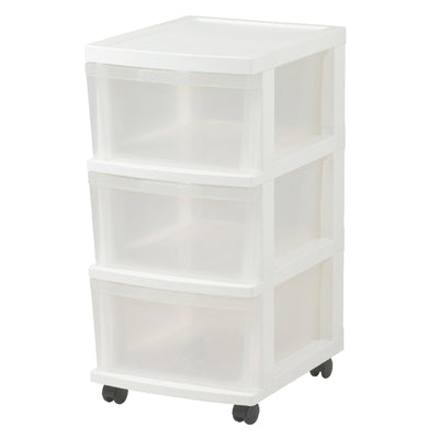 チェスト 幅34cm エミングFT 3段 深型 ストッカー キャスター付き