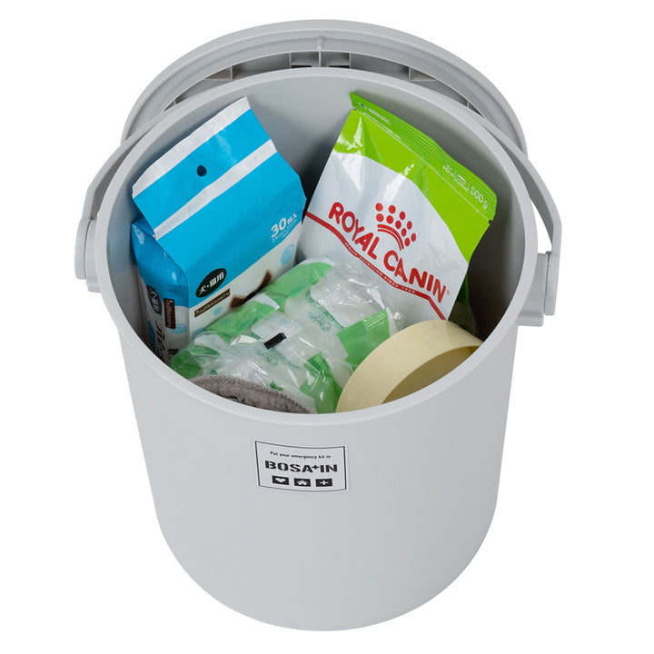 収納ボックス防災座れるフタ付きバケツBOSA+IN幅31cm持ち手付き15L