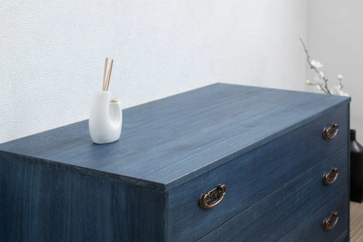 桐タンス幅98.5cm3段藍染めデニム日本製