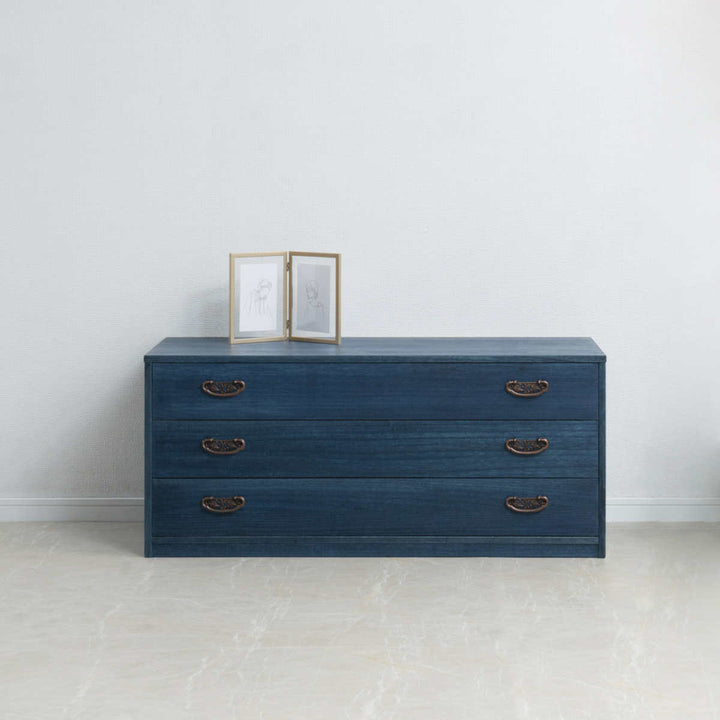 桐タンス幅98.5cm3段藍染めデニム日本製