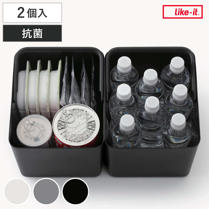 キッチン収納ケースPantryStockCaseハンドル付きケースワイド2個組