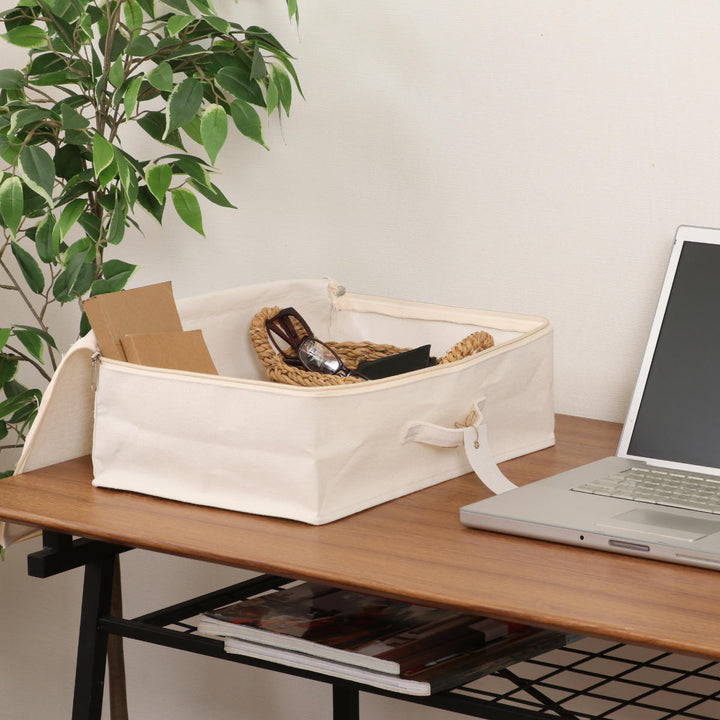 収納ボックスふた付き布魅せる収納ボックス横ハーフ