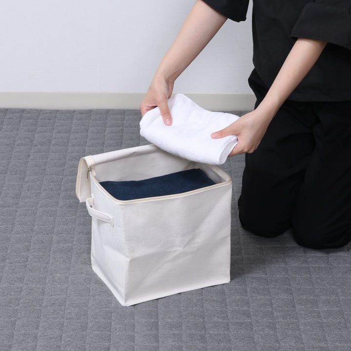 収納ボックスふた付き布魅せる収納ボックス縦ハーフ