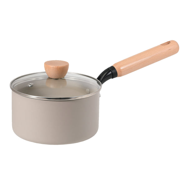 片手鍋16cm深型IH対応ガラス蓋付きスプル