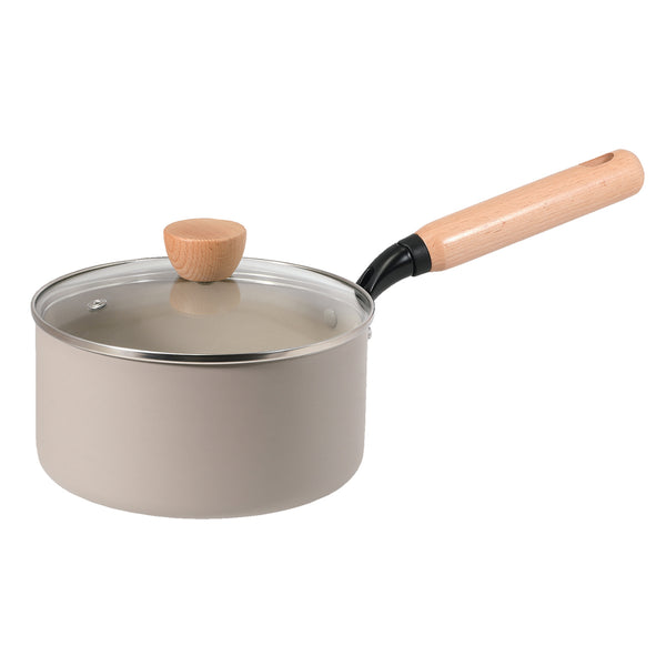 片手鍋18cm深型IH対応ガラス蓋付きスプル