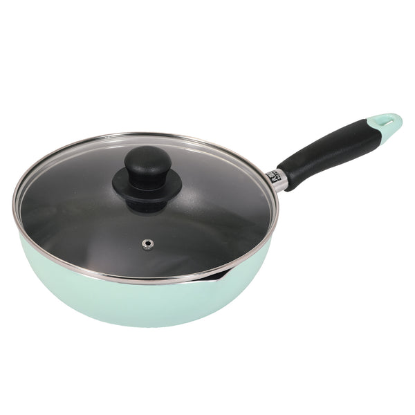 フライパン22cmIH対応目盛付きガラス蓋付きふっ素加工