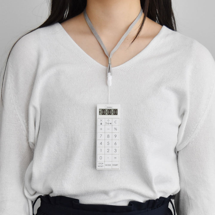 タイマー時計付電卓バイブタイマーネックストラップ付