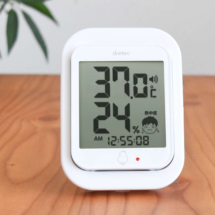 温湿度計デジタル温湿度計ルーモアラーム音ランプ時計付きドリテック