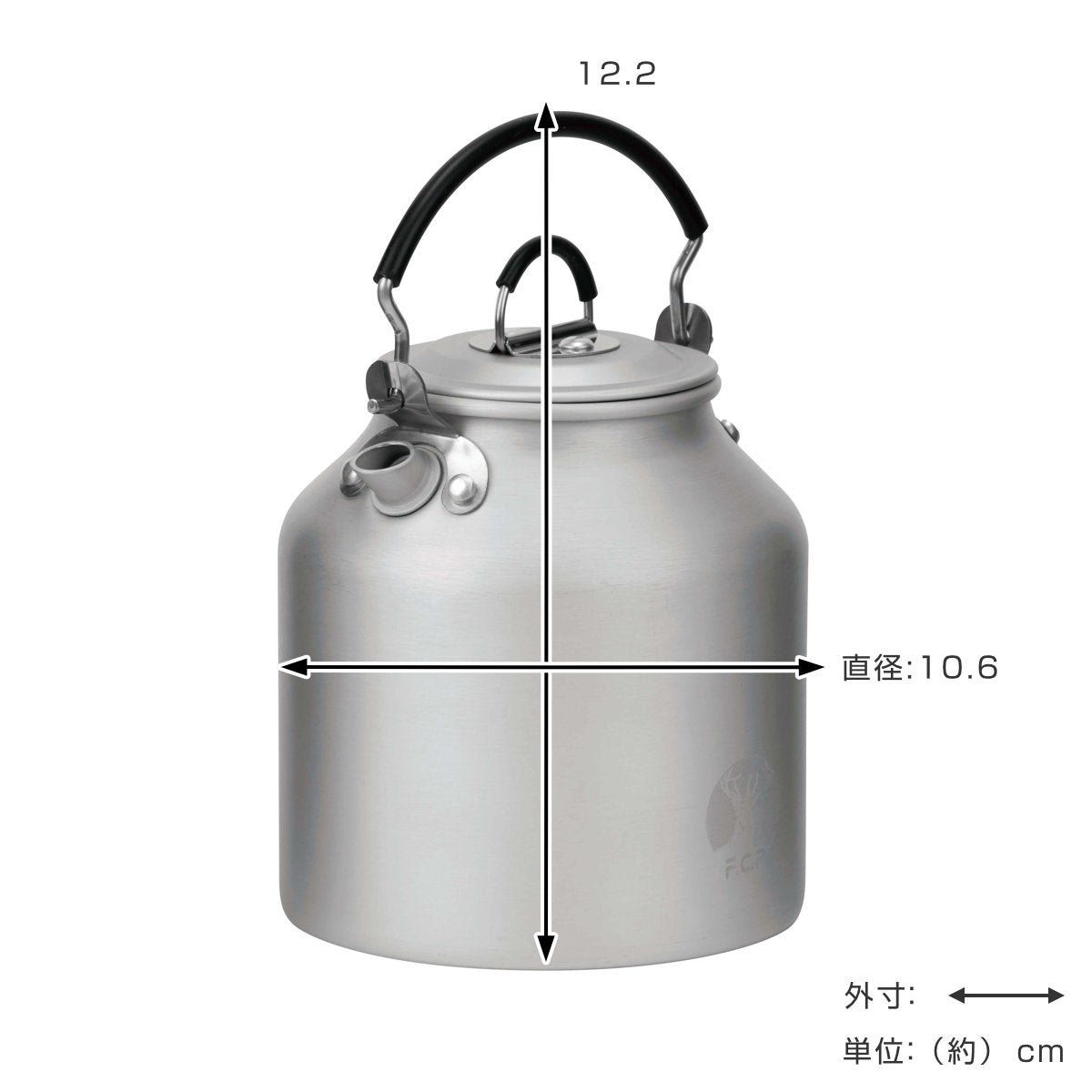 アルミケトル 丸型クッカーに入るアルミケトル625ml F.C.P キャプテン