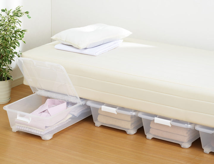 収納ケースベッド下収納BOXスモーク幅40×奥行75×高さ18cmコロ付き