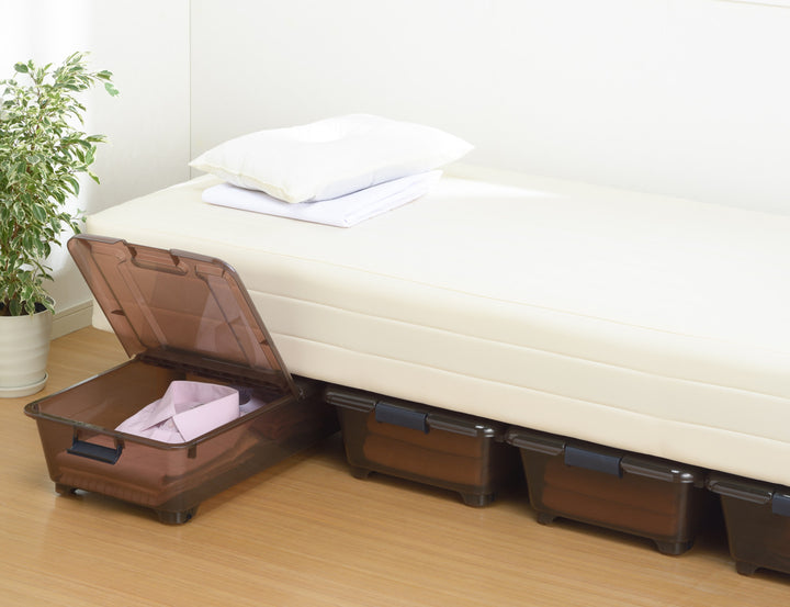 収納ケースベッド下収納BOXスモーク幅40×奥行75×高さ18cmコロ付き