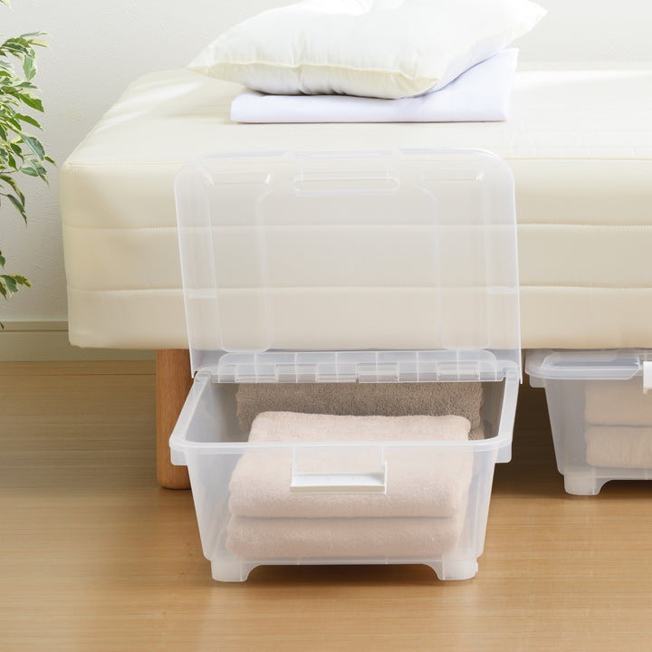 収納ケースベッド下収納BOXスモーク幅40×奥行75×高さ18cmコロ付き