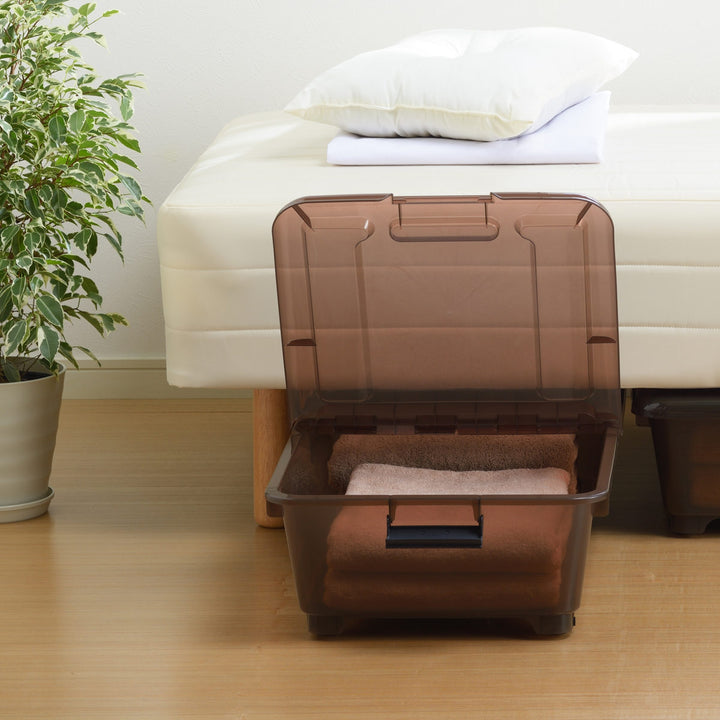 収納ケースベッド下収納BOXスモーク幅40×奥行75×高さ18cmコロ付き