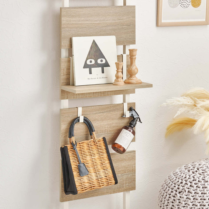 突っ張りウォールラック幅40cmミラー付き棚板2枚フック3個