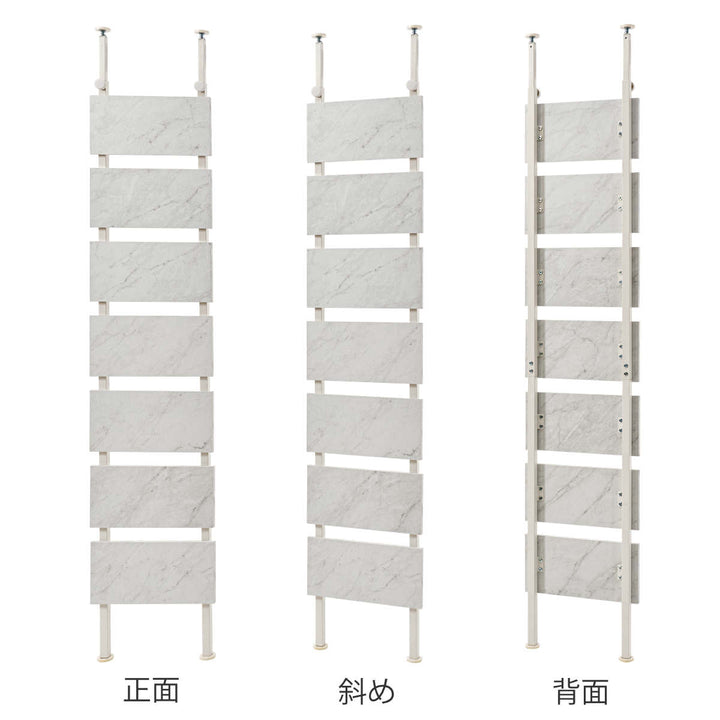 突っ張りウォールラック幅40cmミラー付き棚板2枚フック3個